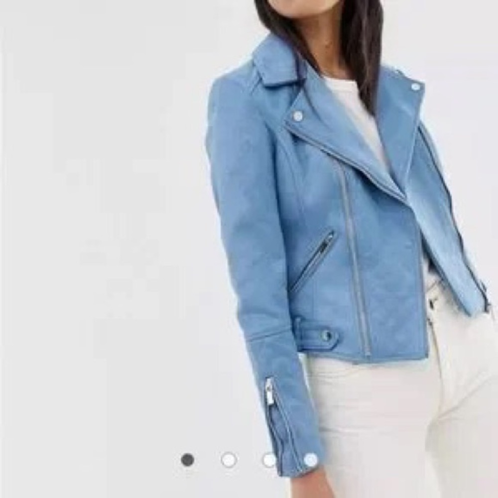 Euc River Island Faux Leather Biker Moto Jacket size medium - Picture 3 of 3